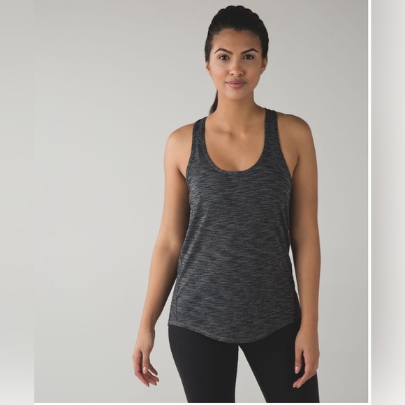 🍋 Lululemon Salute the Sun Singlet II - Heathered Black - Sz 4 (Approximately) - Picture 1 of 11